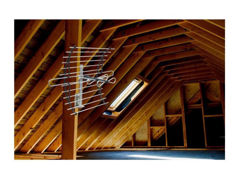 GE Pro Attic Mount TV Antenna, Attic, Long Range Antenna, Directional Antenna, Digital, HDTV Antenna, 4K 1080P VHF UHF, Compact Design, Mounting Pole Included