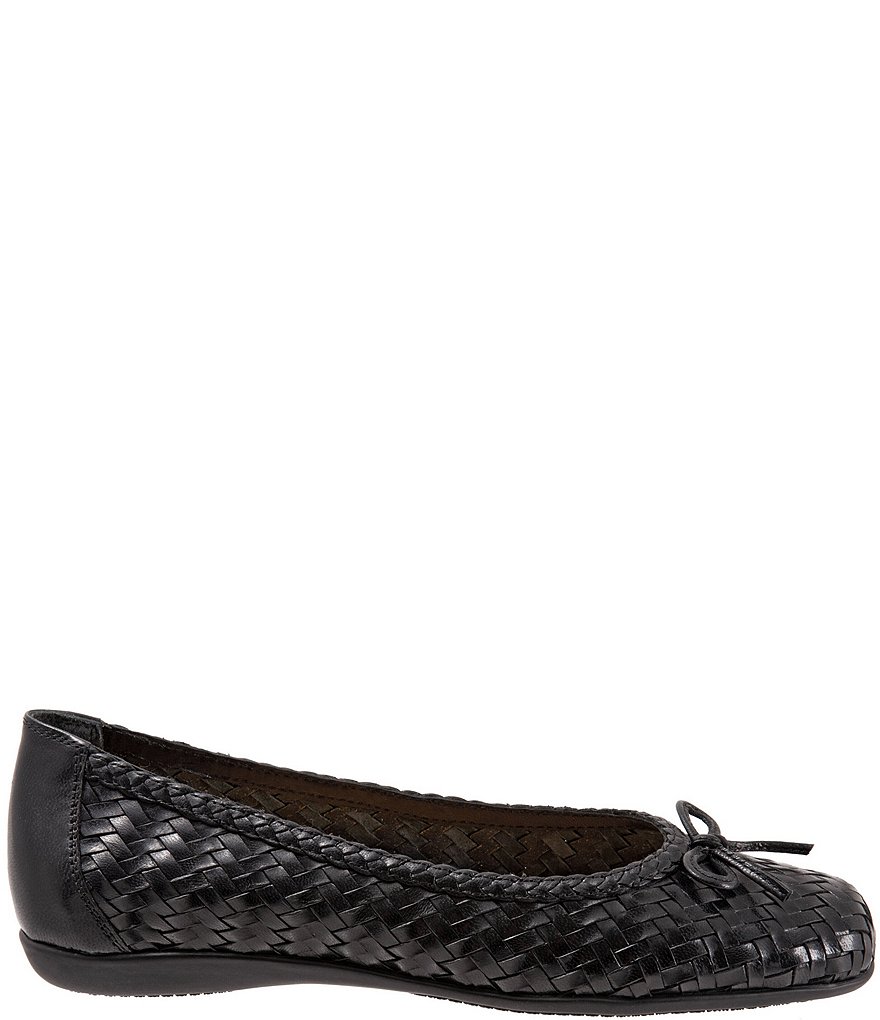 Trotters Gillian Woven Leather Bow Detail Ballet Flats