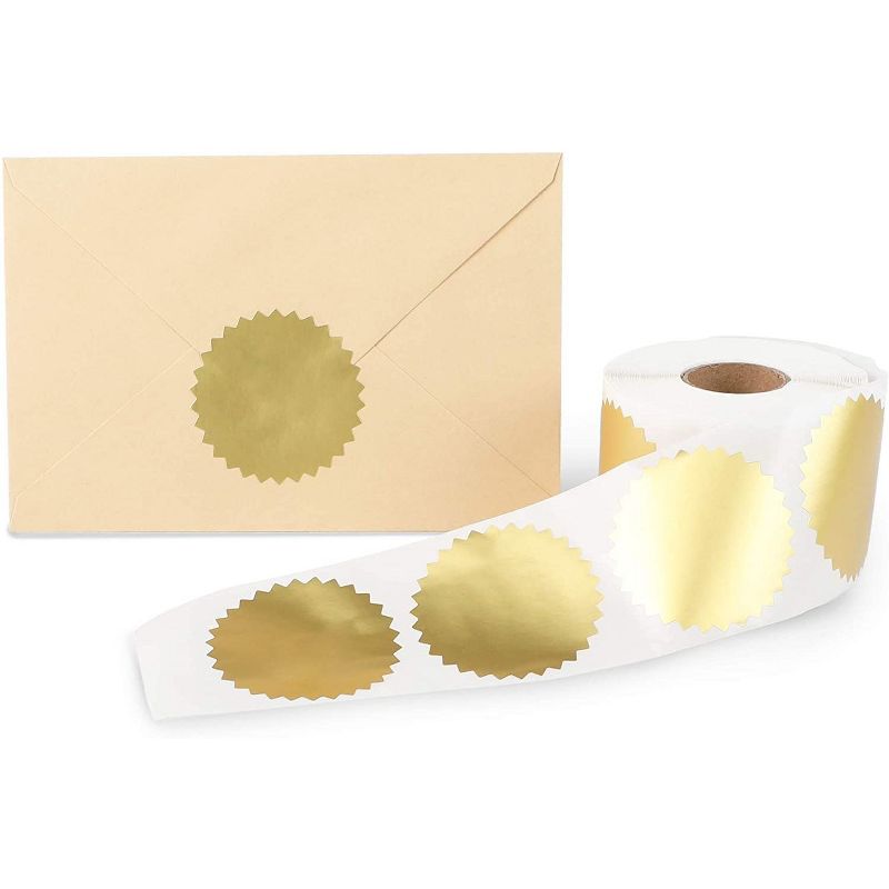 Stockroom Plus 500-Piece Round Metallic Gold 2-inch Mailing Labels Stickers Roll, Envelope Seals