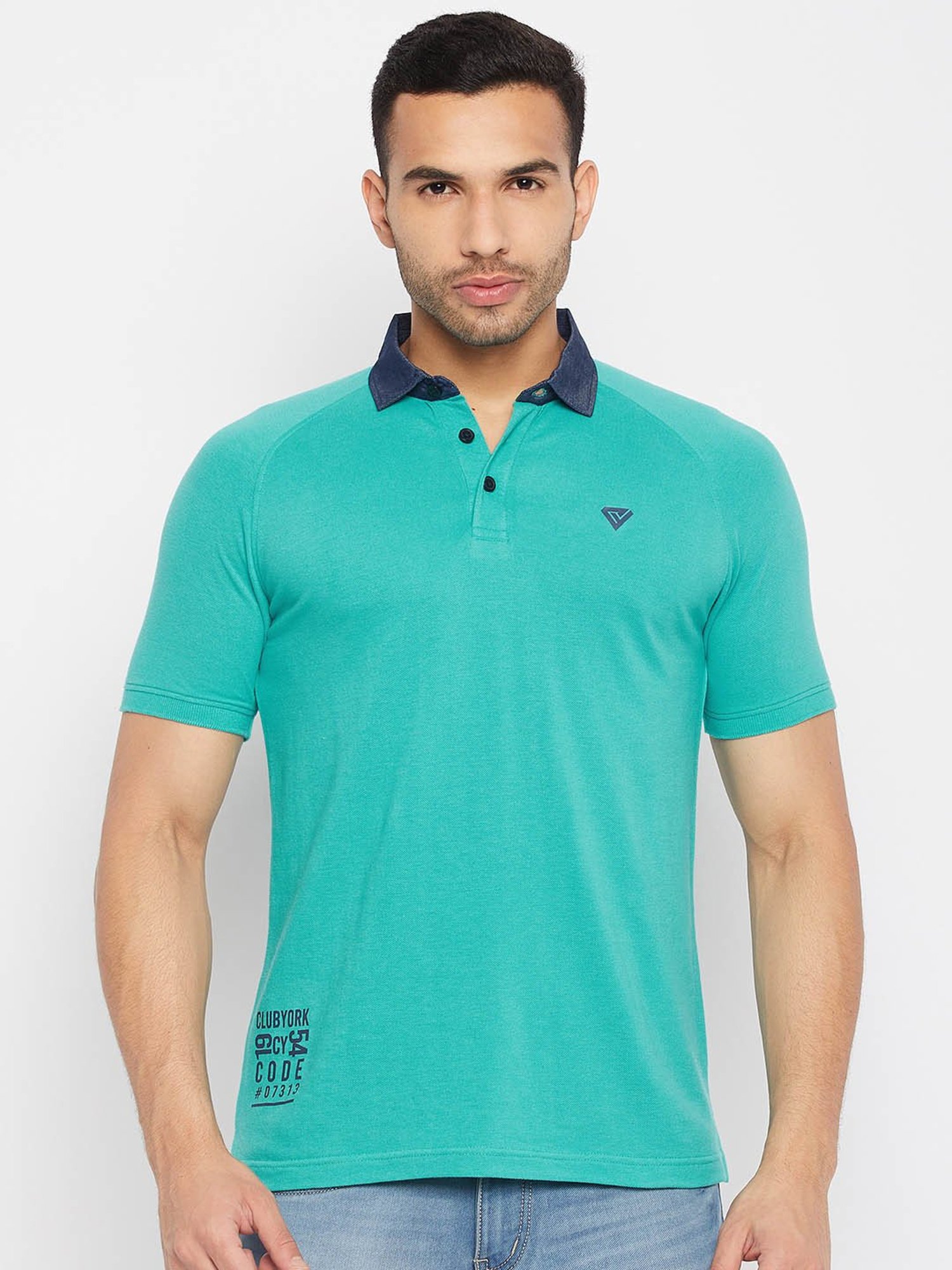 Club York Turquoise Regular fit Polo T-Shirt