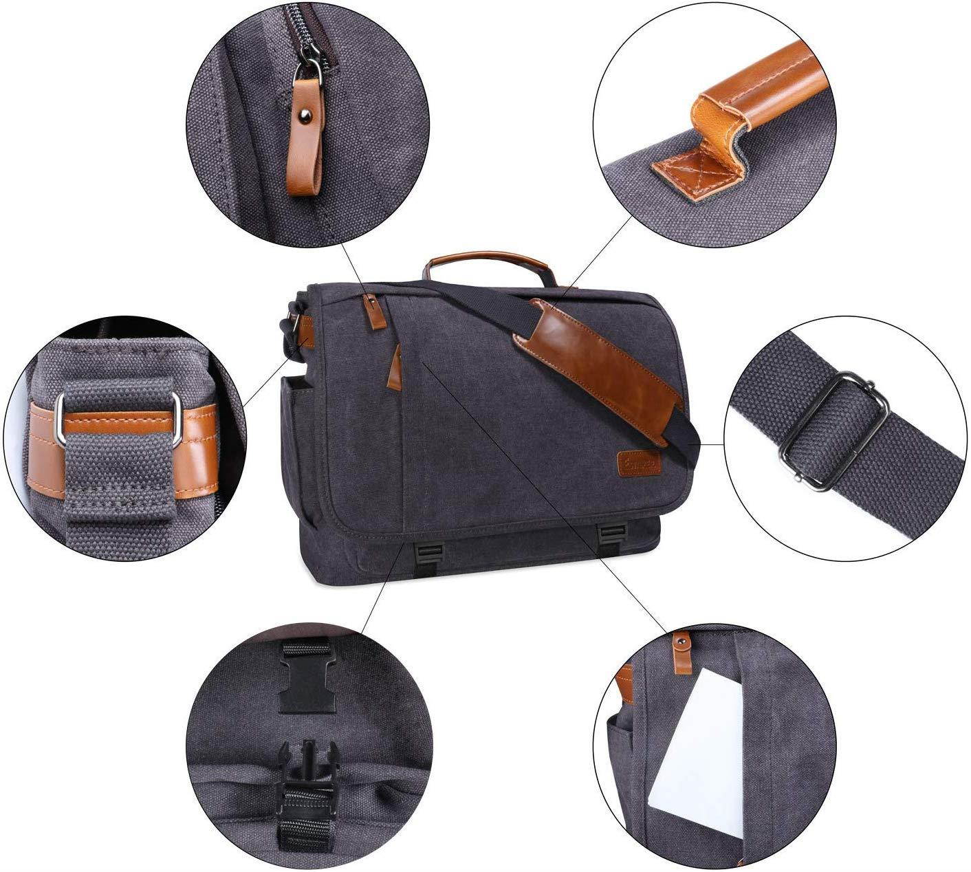 Estarer 15.6inch Computer Messenger bag Water-resistance Canvas Laptop Shoulder Bag New Version