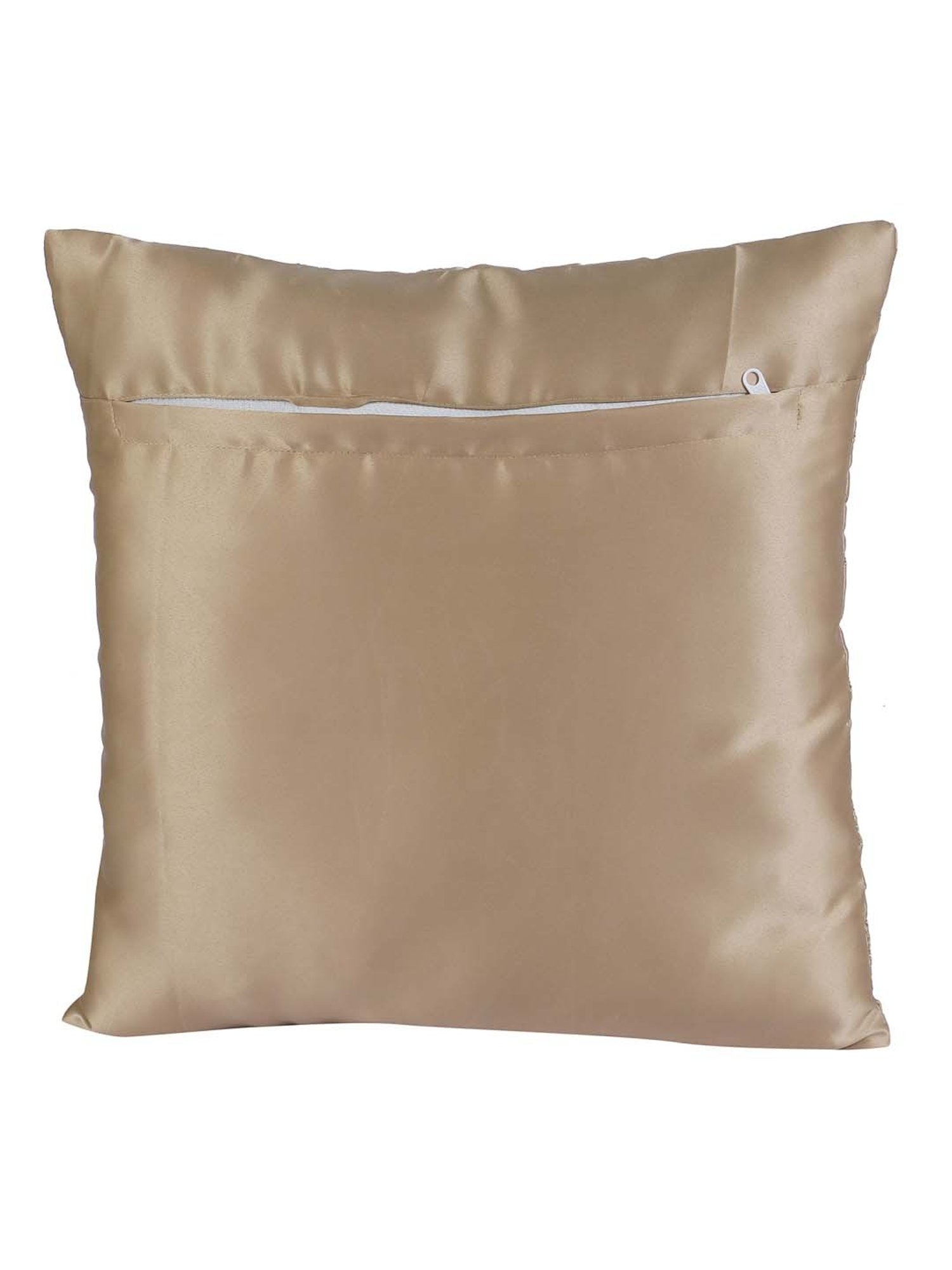 MFD HOME Furnishing Beige Satin Cushion Cover - Set of 1