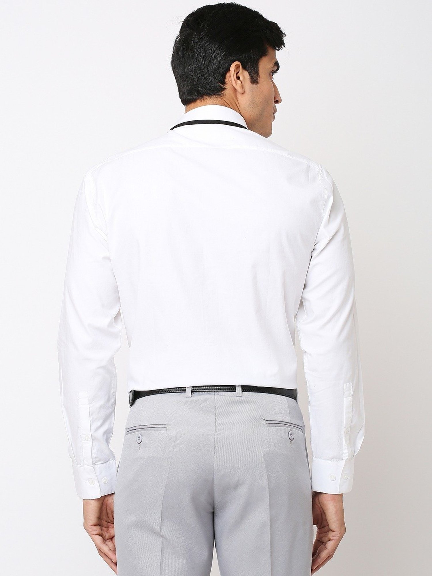 SOLEMIO White Cotton Slim Fit Shirt