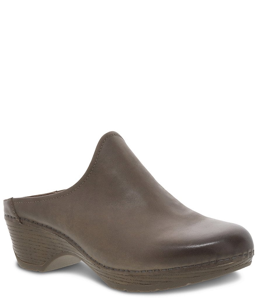 Dansko Melody Burnished Leather Slip-On Open Back Clogs