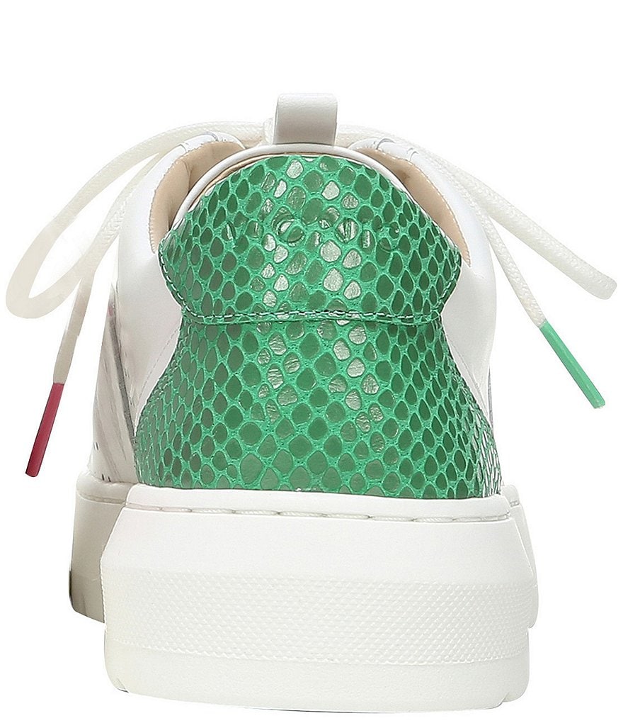 Vionic Simasa Leather Lizard Print Accent Lace-Up Platform Sneakers