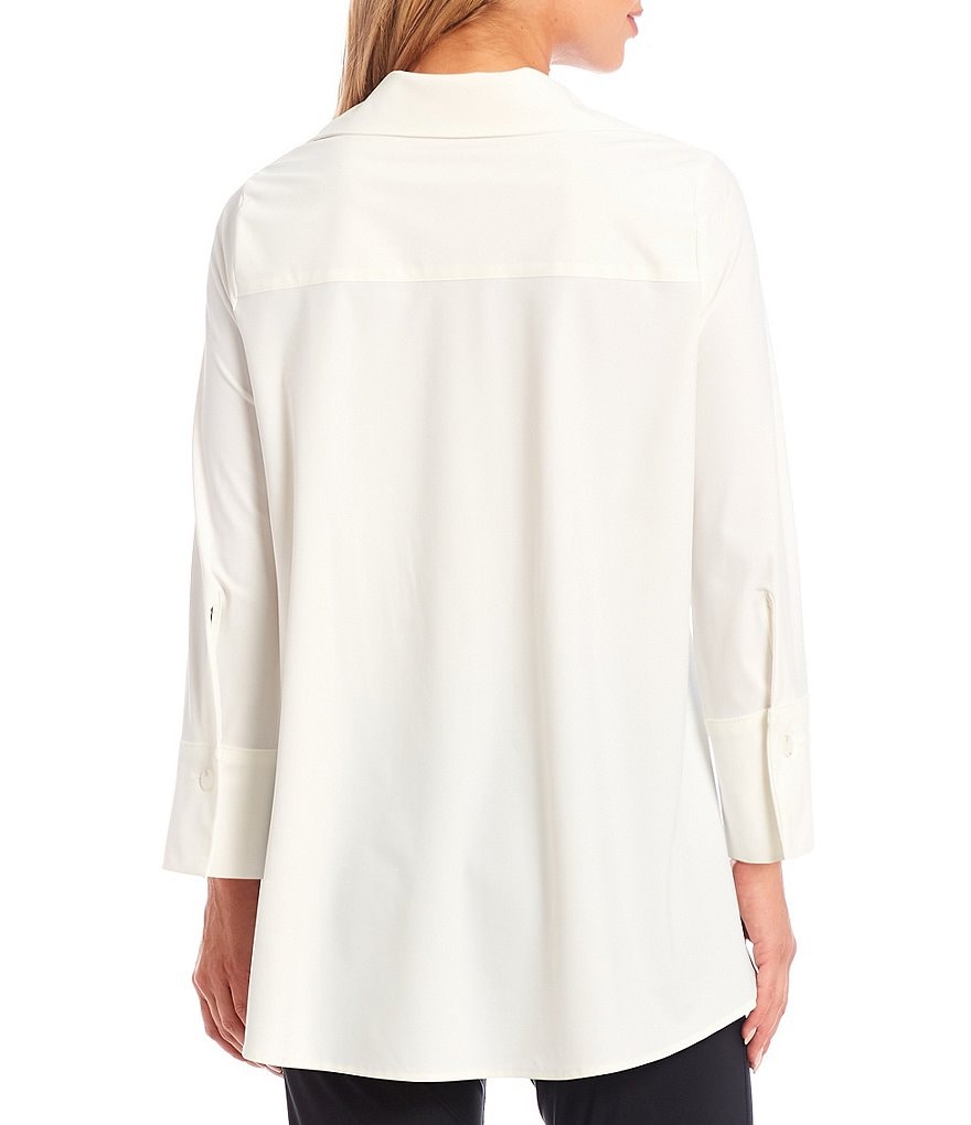 IC Collection Fold Down Collar Button Front Long Sleeve Blouse