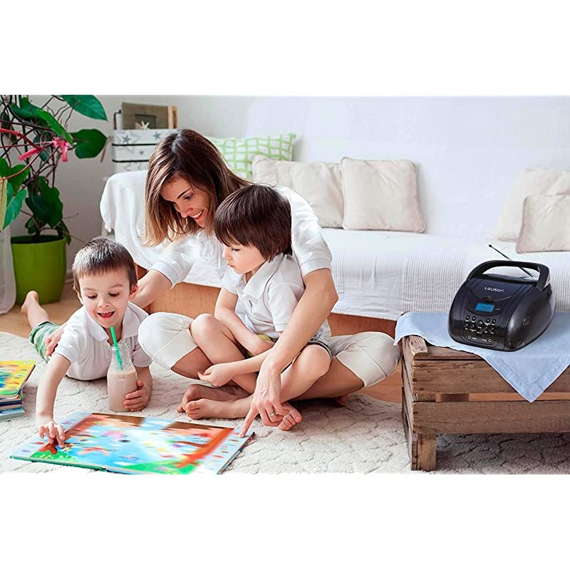 CP555 Boombox with Cd Player | Mp3 | Portable Radio | CDPlayer | Stereo with USB | Cd Player for Kids | LED Light | Headphone Jack 35mm | CDRadio Black