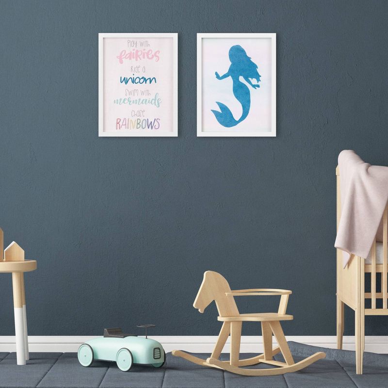 2pc 13"x17" Swim with Mermaids Framed Wall Art Print Set - Nielsen Bainbridge