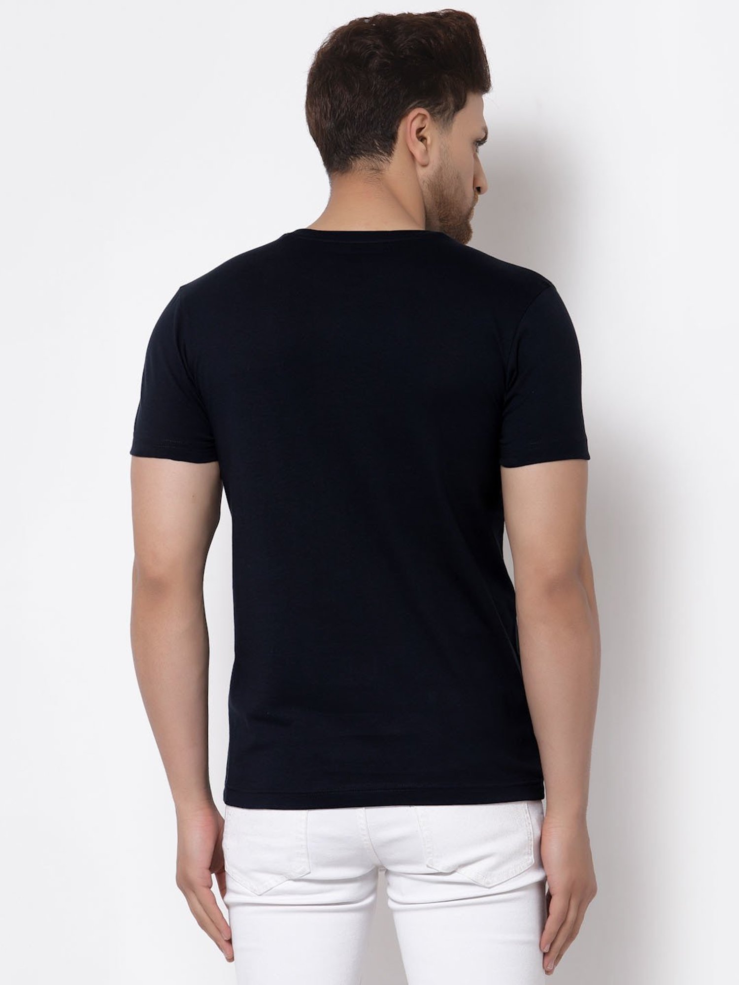 Red Tape Navy Cotton Regular Fit Printed T-Shirt
