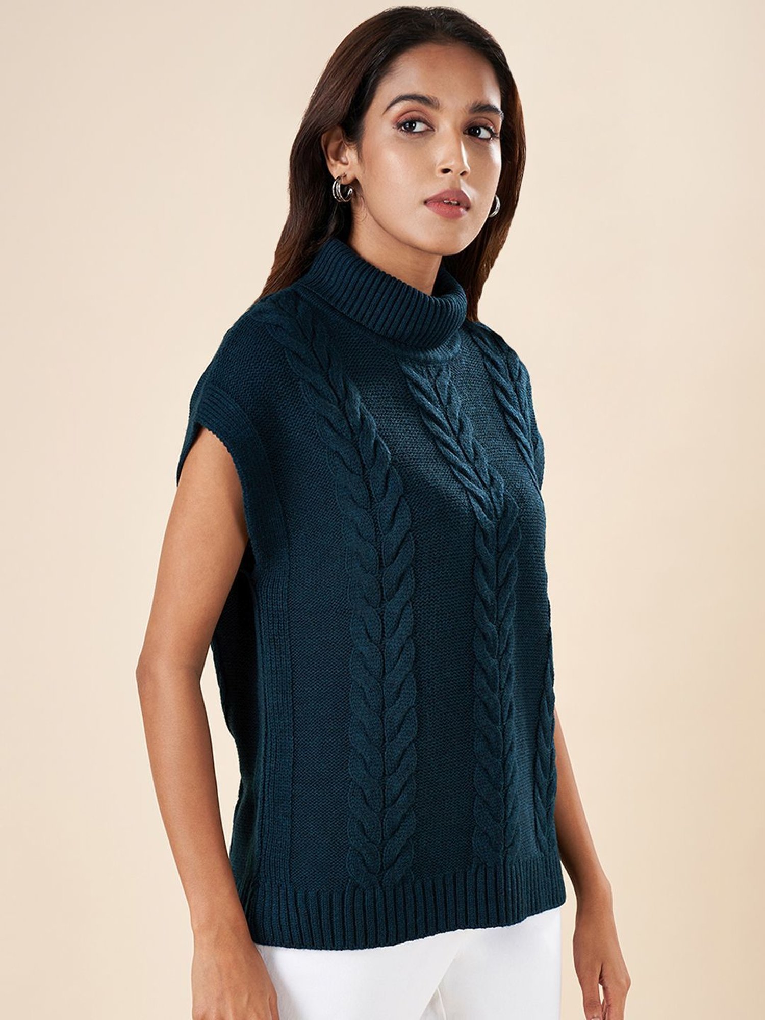 Akkriti by Pantaloons Blue Crochet Pattern Sweater