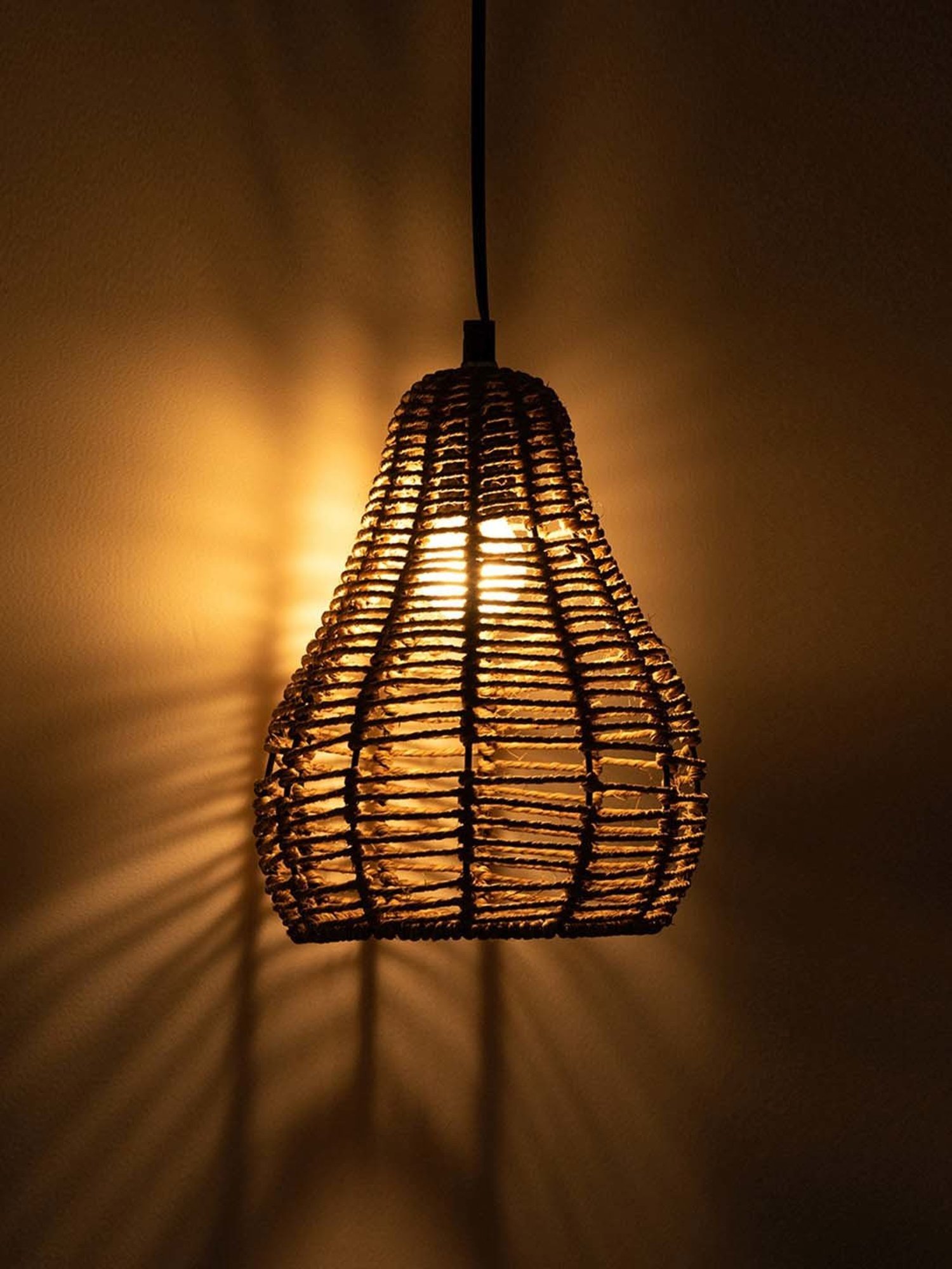 ExclusiveLane Paradise Brown Iron Handwoven Hanging Pendant Lamp