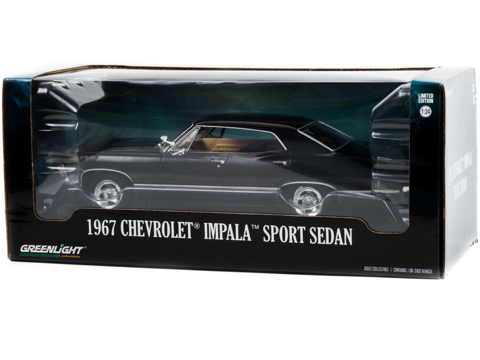1967 Chevrolet Impala Sport Sedan Tuxedo Black 1/24 Diecast Model Car by Greenlight