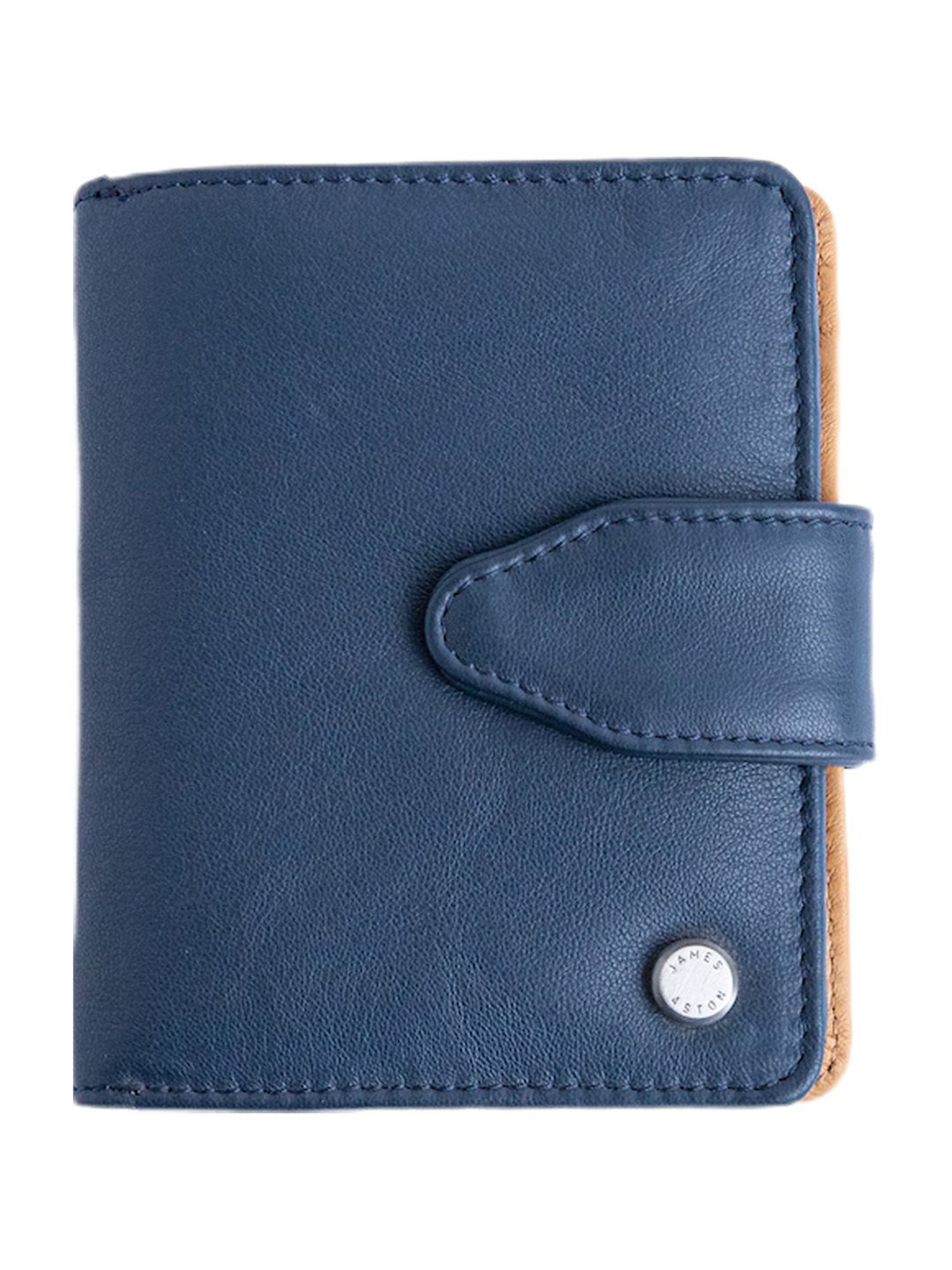 James Aston Gregoria Blue Leather Bi-Fold Wallet for Women