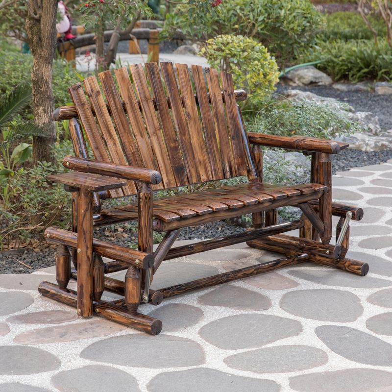 Wood Outdoor Bench in Natural Brown-Pemberly Row
