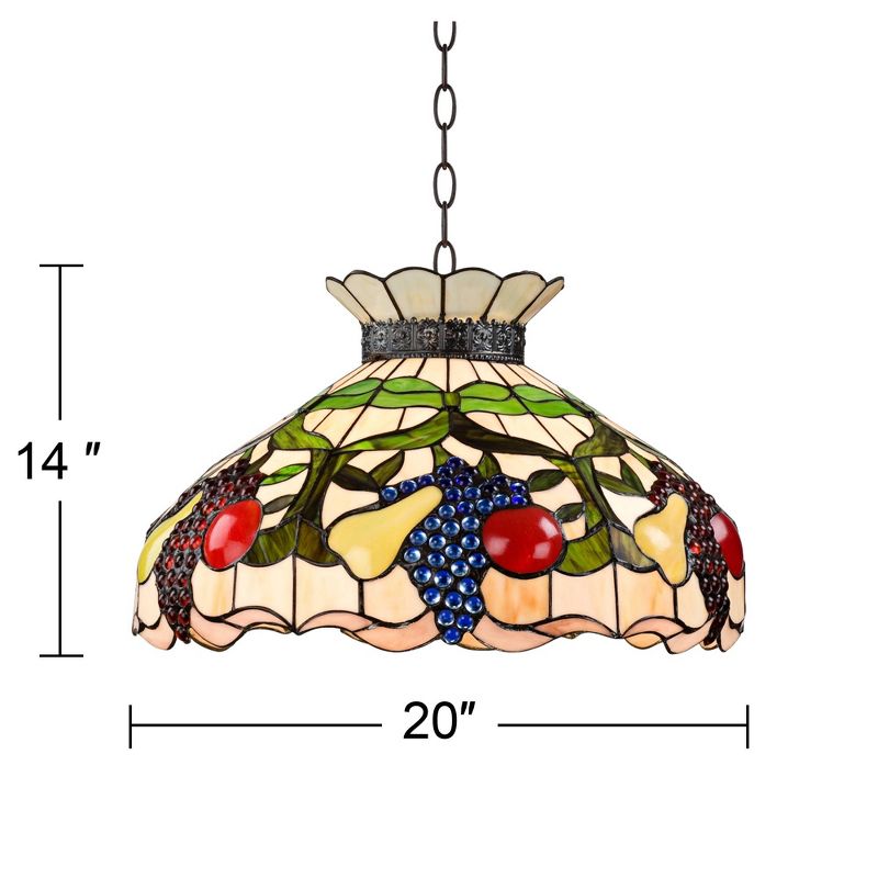 Robert Louis Tiffany Bronze Pendant Chandelier 20" Wide 3-Light Tiffany Style Ripe Fruit Stained Glass Shade Dining Room Kitchen