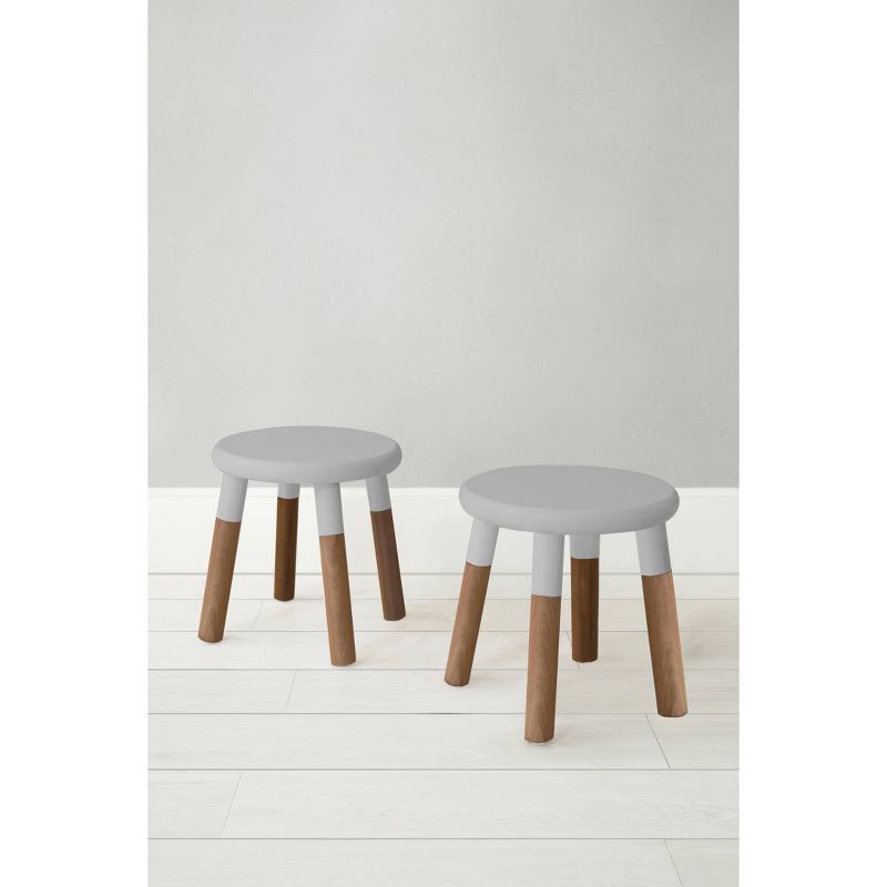 Set of 2 Peewee Wood Veneer Kids' Chairs Solid Walnut/Gray - Nico & Yeye