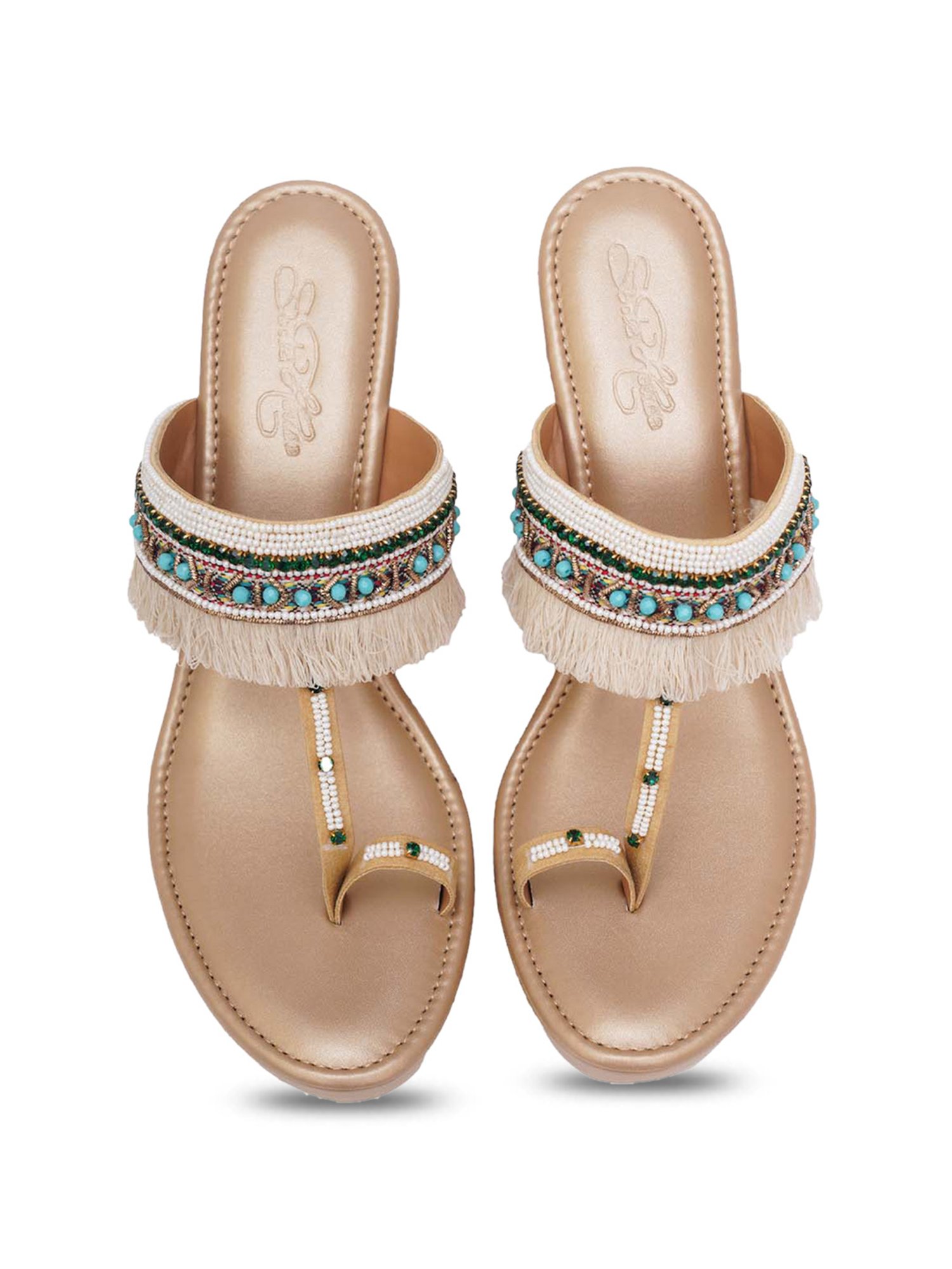 Sole House Women's Gold Toe Ring Wedges