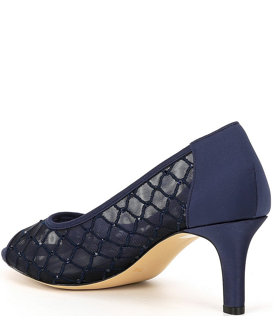 Alex Marie Bessika Rhinestone Detail Peep-Toe Mesh Pumps