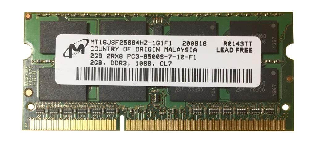2GB DDR3 PC-8500 1066MHz 204pin CL7 Micron Chip MT16JSF25664HZ-1G1F1 MT16JSF25664HZ1G1F1