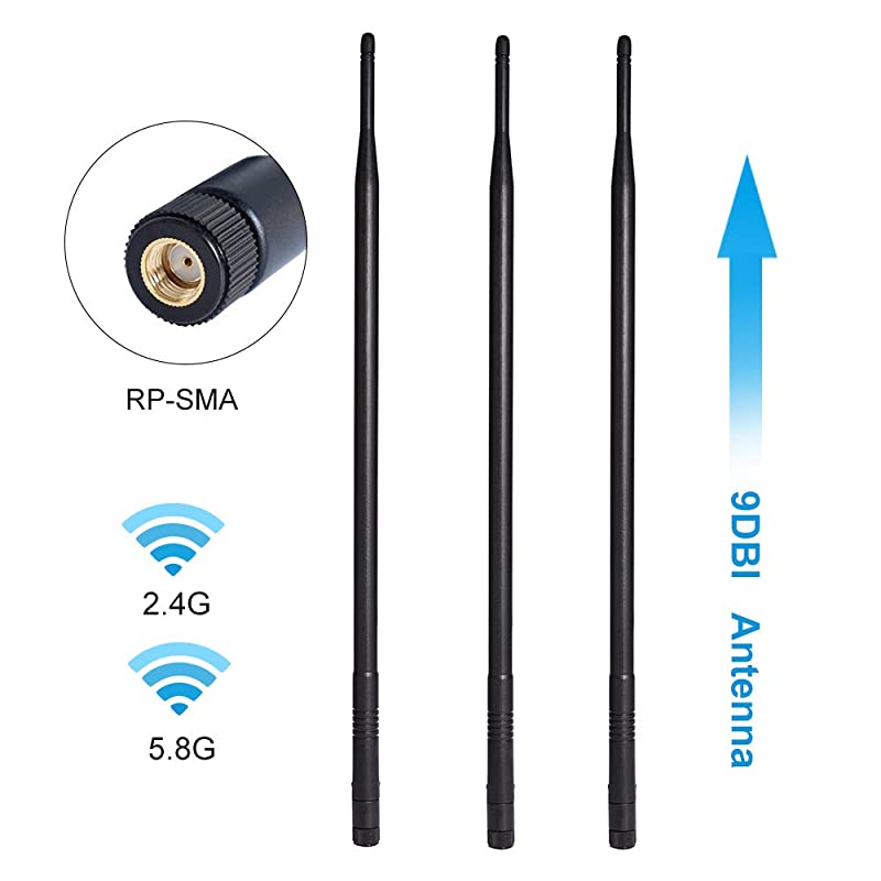 24GHz 58GHz Dual Band WiFi Antenna 3Pack OmniDirectional Wireless Antenna with RPSMA Connector for Wireless Network Router PCIPCIe Card USB Adapter IP Camera
