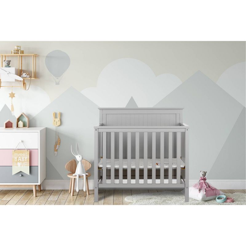 Dream On Me Jasmin 4-in-1 Convertible Mini Crib - Gray