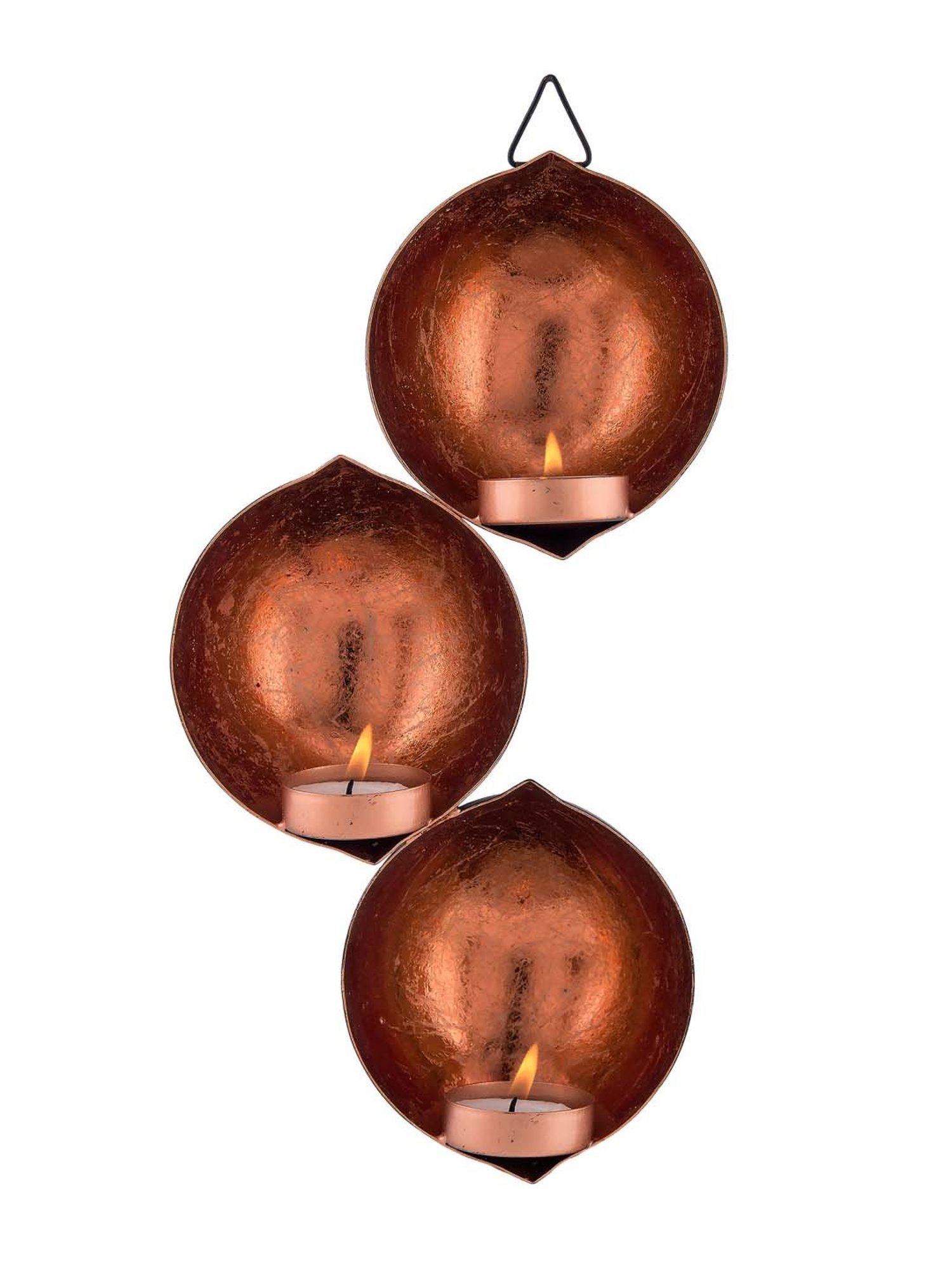 Homesake 'Diwali' Brown Metal Hanging Candle Holder - Set of 3
