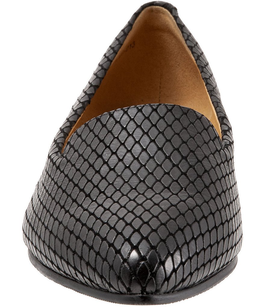 Trotters Harlowe Pattern Detail Leather Flat Loafers