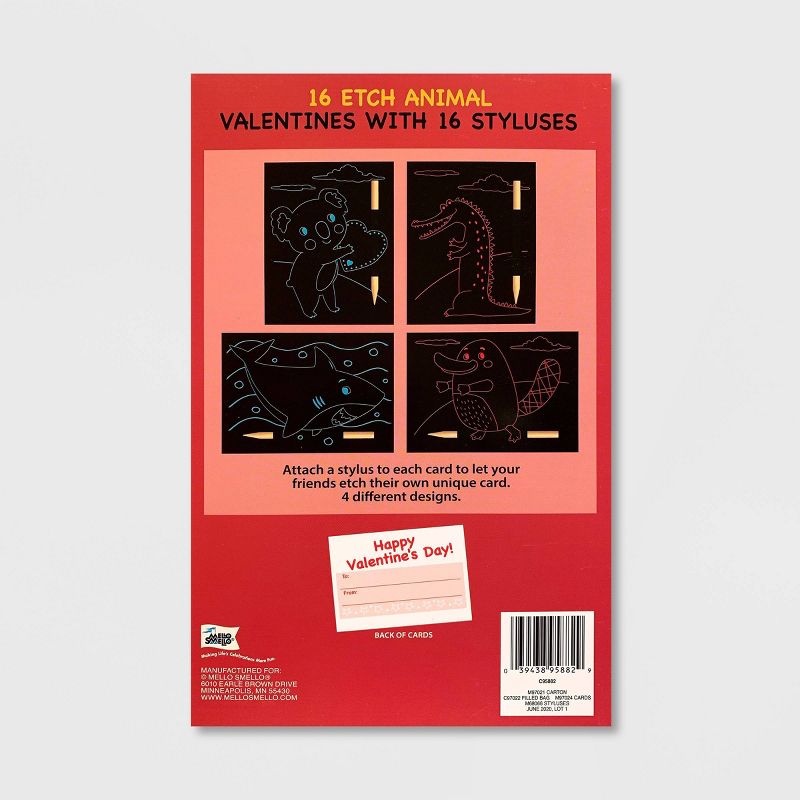 Mello Smello 16ct Etch Animal Valentines with Styluses