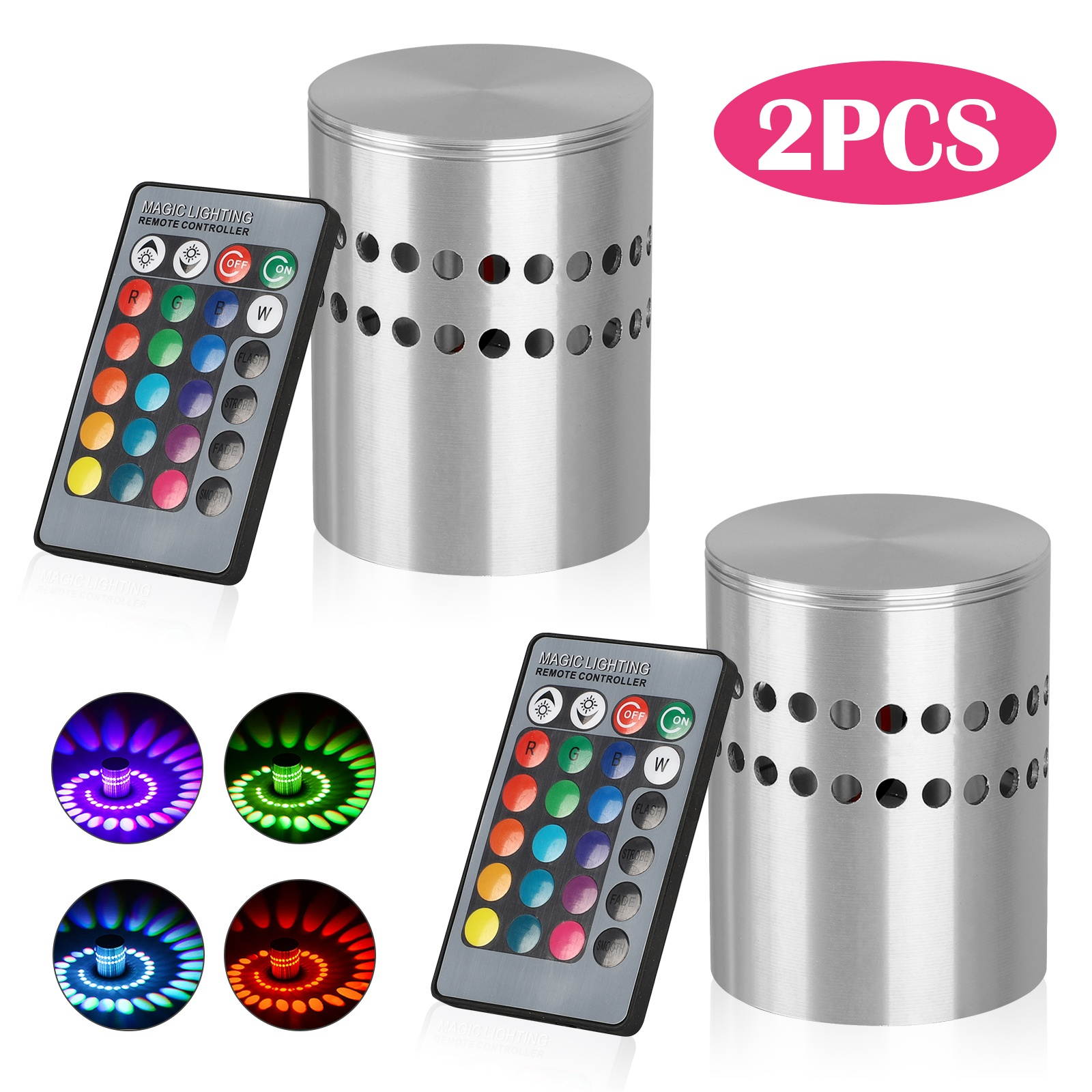 RGB 3W LED Spiral Wall Fixture Ceiling Light Walkway Sconce Bedroom Porch Lamp