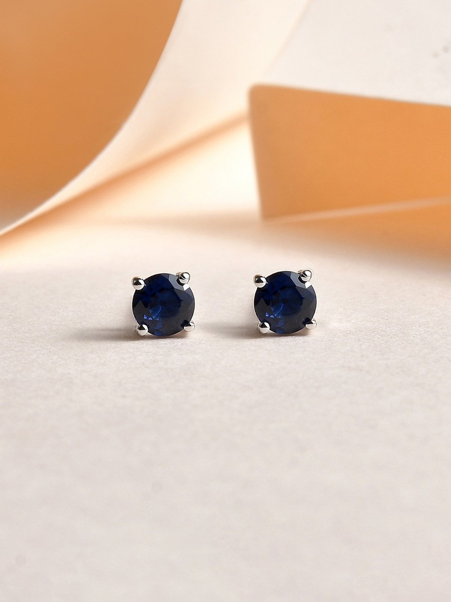 Ornate Jewels 92.5 Sterling Silver Blue Sapphire Studs Earring