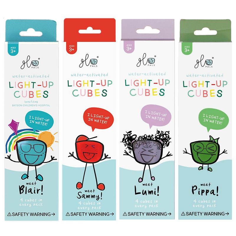 Glo Pals Light Up Water Cubes - Set of 16 Cubes - Red, Blue, Green, Purple