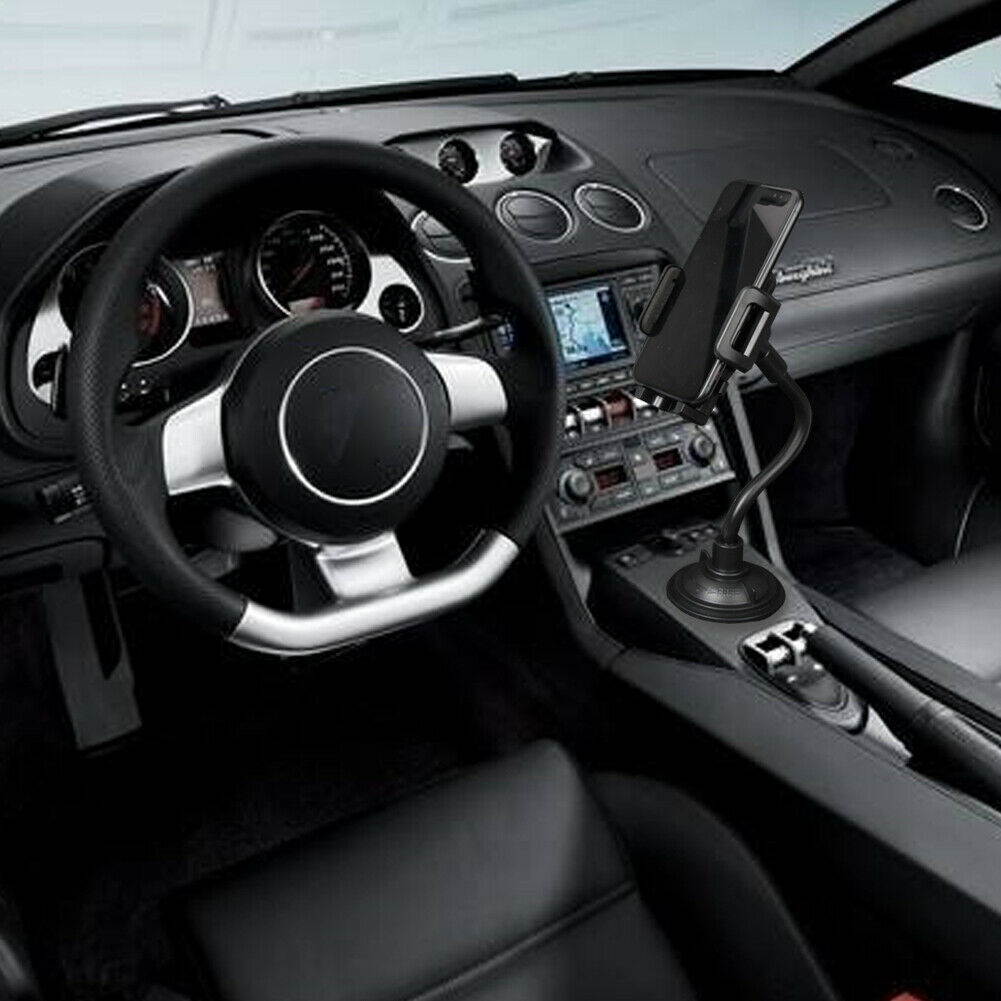 Adjustable Automobile Cup Holder Mount for Smartphones - Black