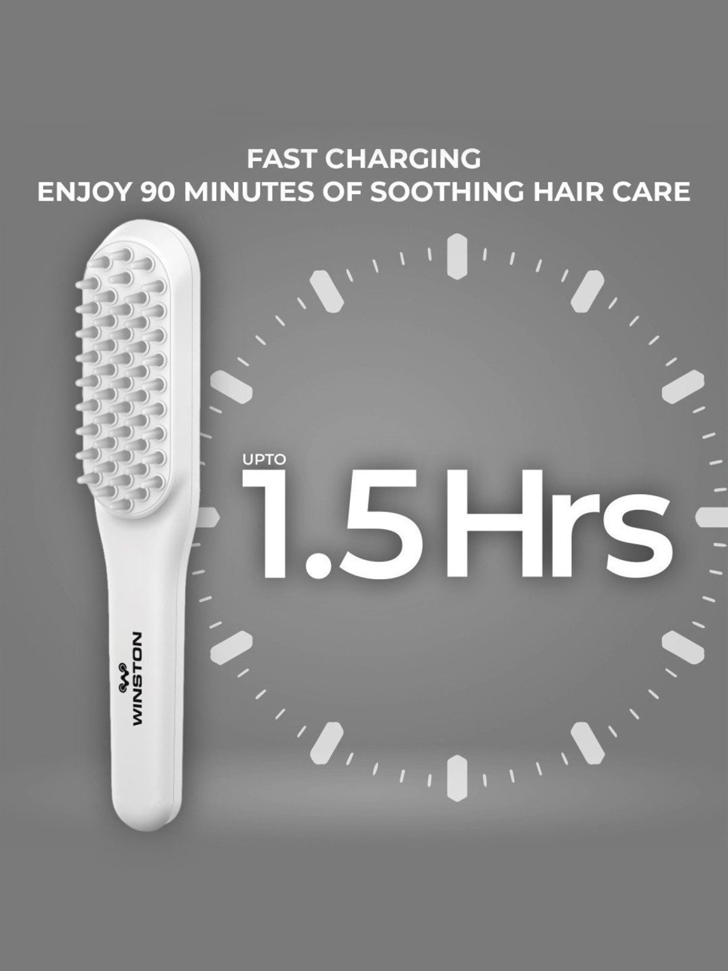 Winston Rechargeable Led Comb for Hair Growth, Vibration Scalp Massage - White