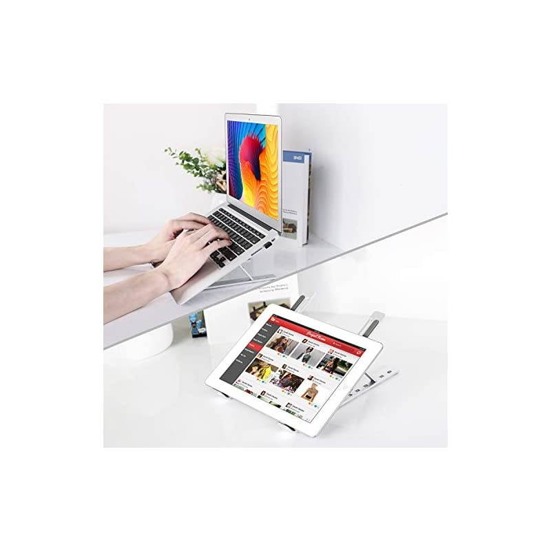 Adjustable Laptop Stand Foldable Aluminum Desktop Laptop Riser Compatible with All Laptops iPad Tablet up to 156 inches Silver