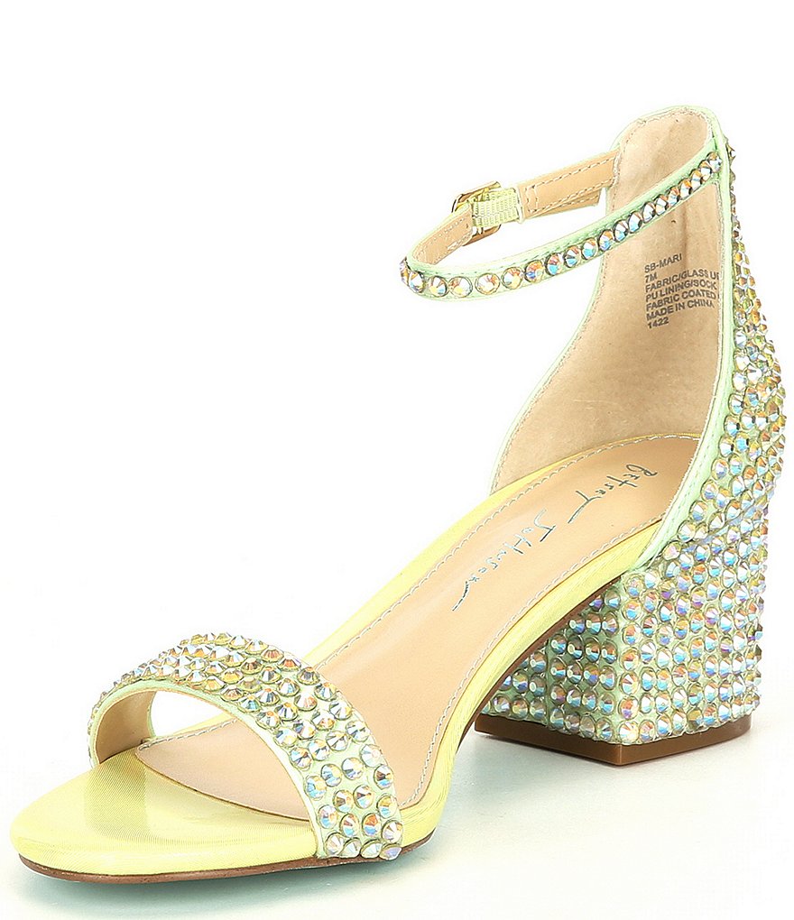 Blue by Betsey Johnson Mari Oversized Rhinestone Embellished Block Heel Dress Sandals