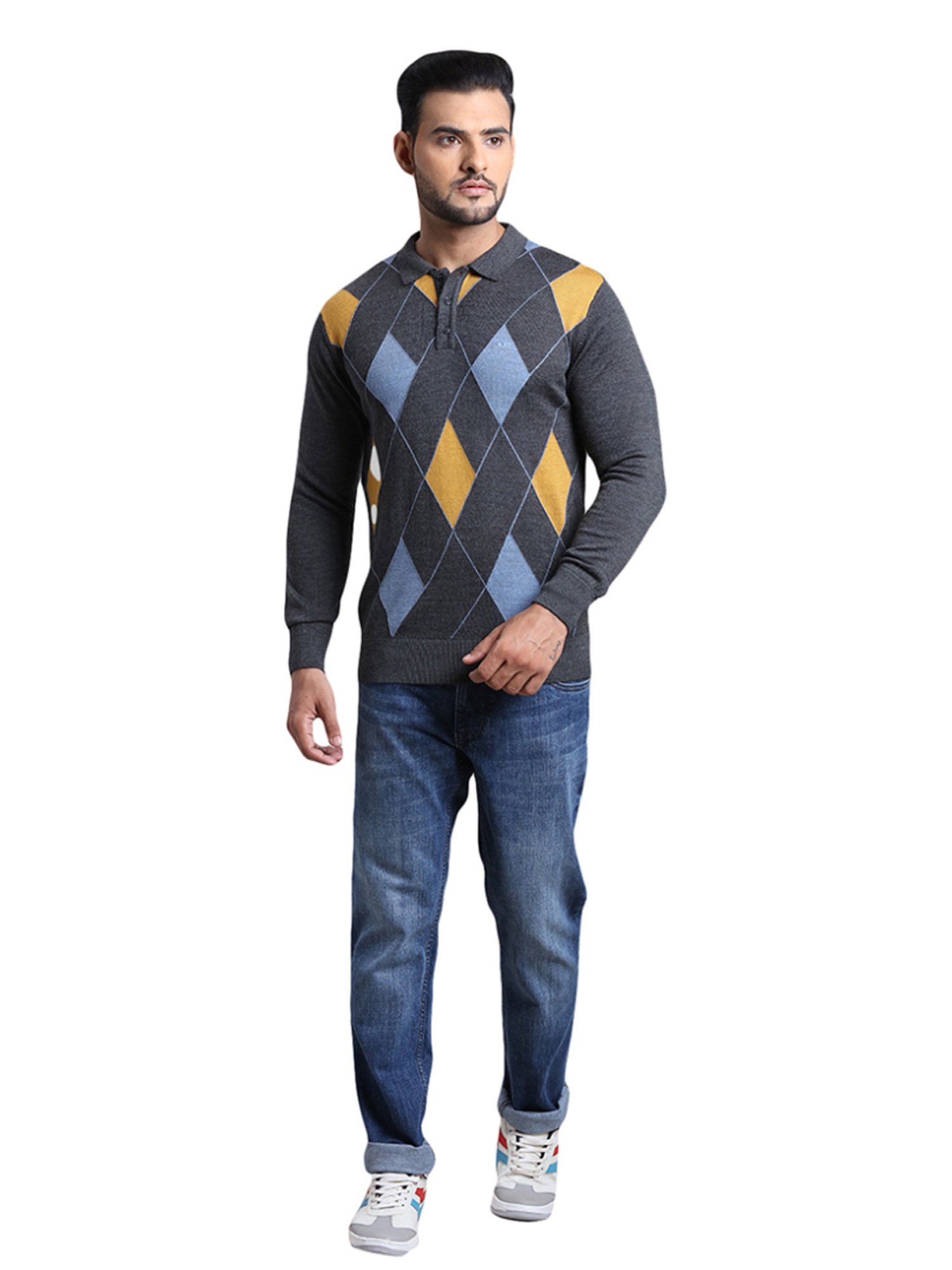 ColorPlus Grey Tailored Fit Texture Sweater