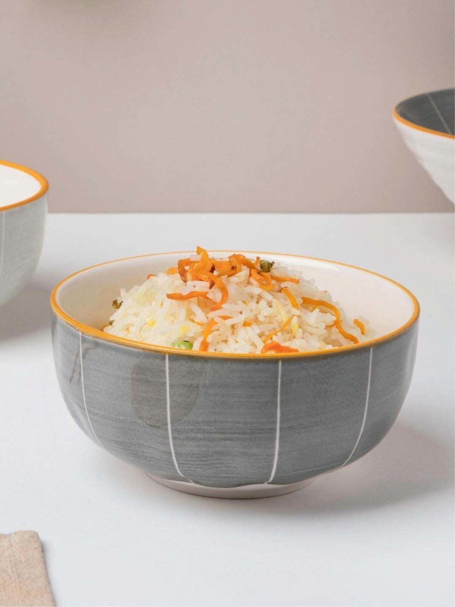 Nestasia Willow Dark Grey Microwave & Dishwasher Safe Ceramic Snack Bowl Large, 500ml