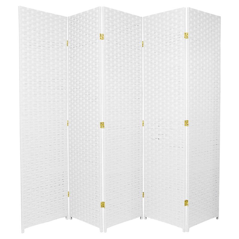 6 ft. Tall Woven Fiber Room Divider - White (5 Panels)