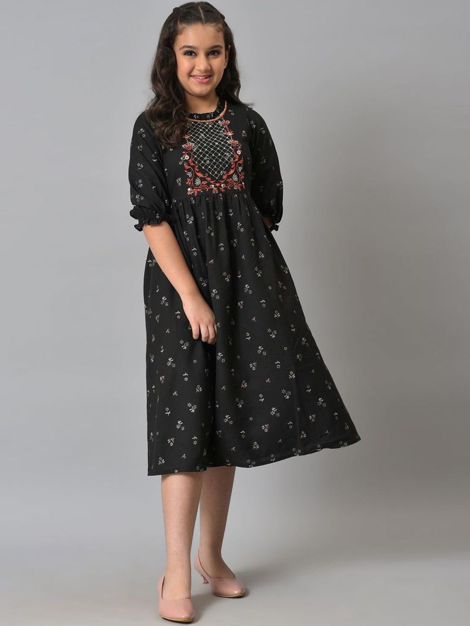 Aurelia Kids Black Printed Dress