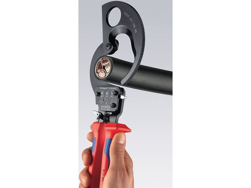KNIPEX 95 31 280 SBA 11" Ratchet Action Cable Cutter, Center Cut