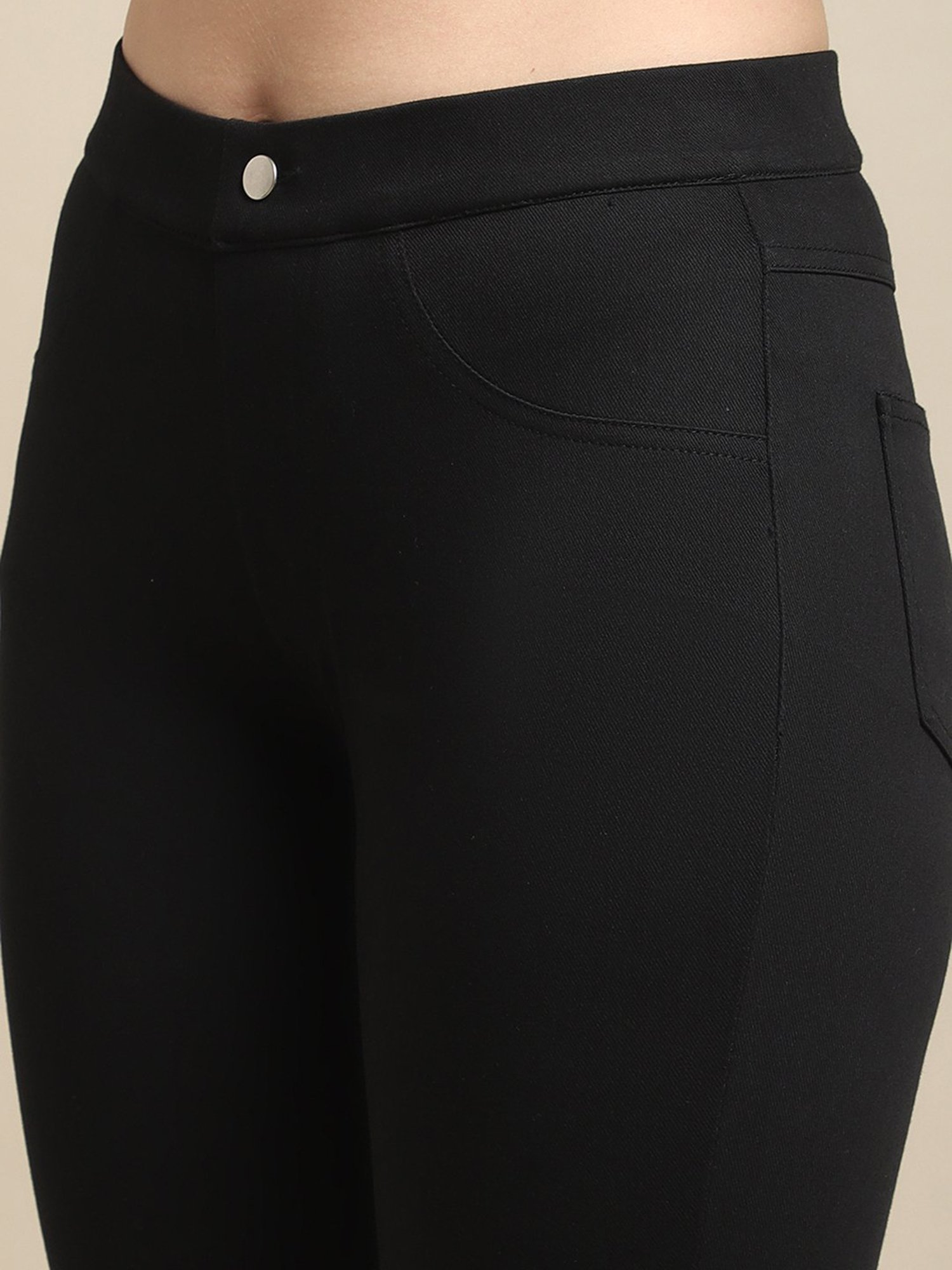 Crozo By Cantabil Black Regular Fit Mid Rise Trousers