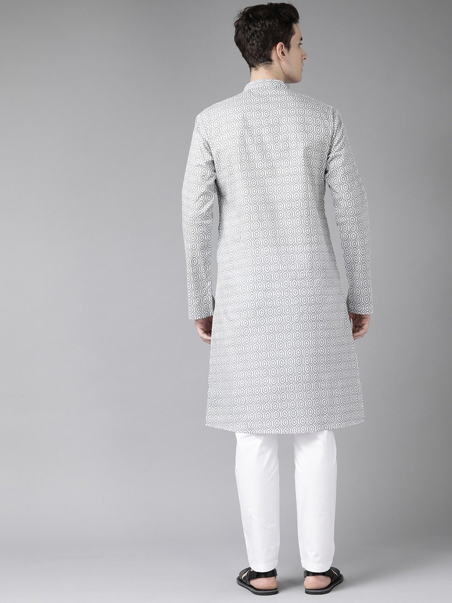 See Designs Grey & White Cotton Regular Fit Printed Kurta Bottom Set