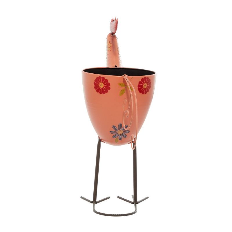 Outdoor Metal Rooster Planter with Stand Pink - Olivia & May