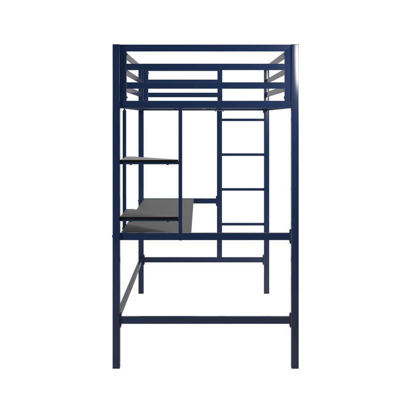 Twin Maxwell Metal Loft Bed with Desk & Shelves Blue/Black - Novogratz