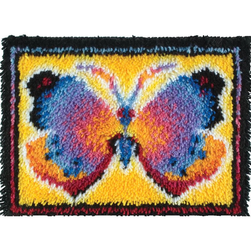 Wonderart Latch Hook Kit 15"X20"-Butterfly Fantasy