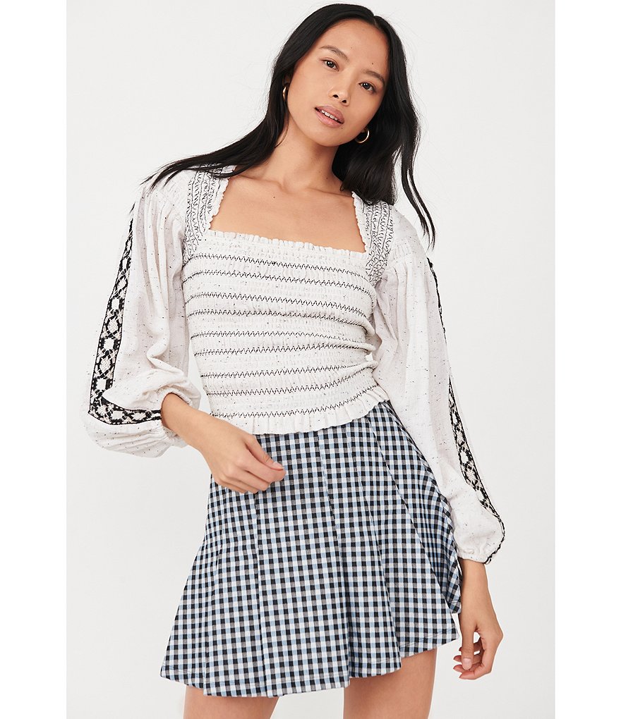 A Loves A Ruffle Hem Embroidered Mini Skirt