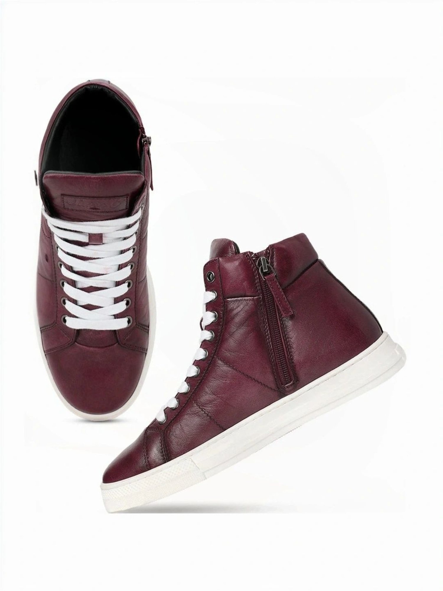 Saint G Men's Tesoro Burgundy Ankle High Sneakers