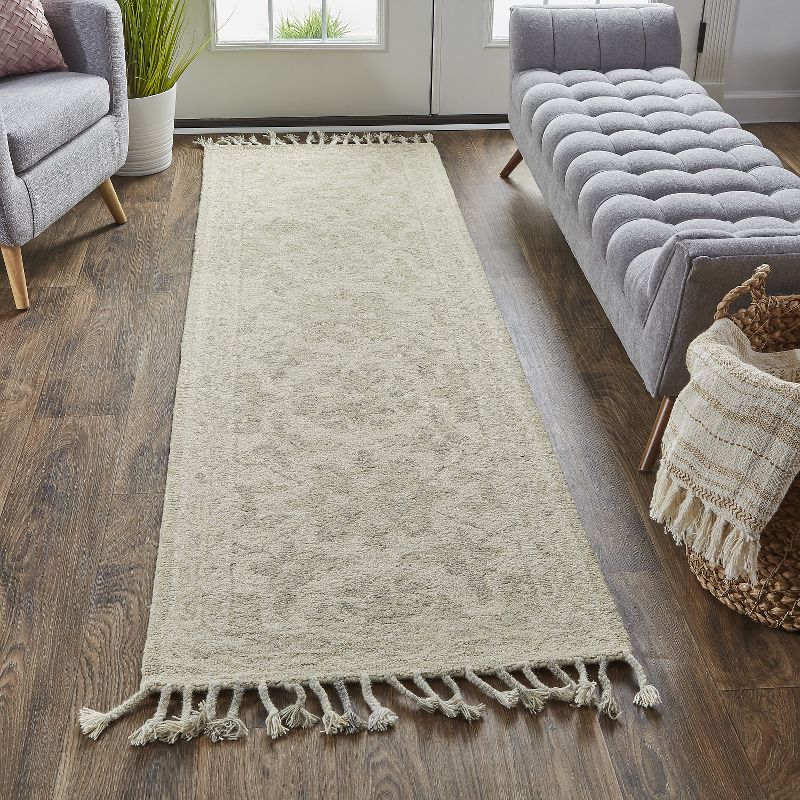 2'6"x8' Runner Hand Made Tufted Medallion Wool Runner Beige - Feizy