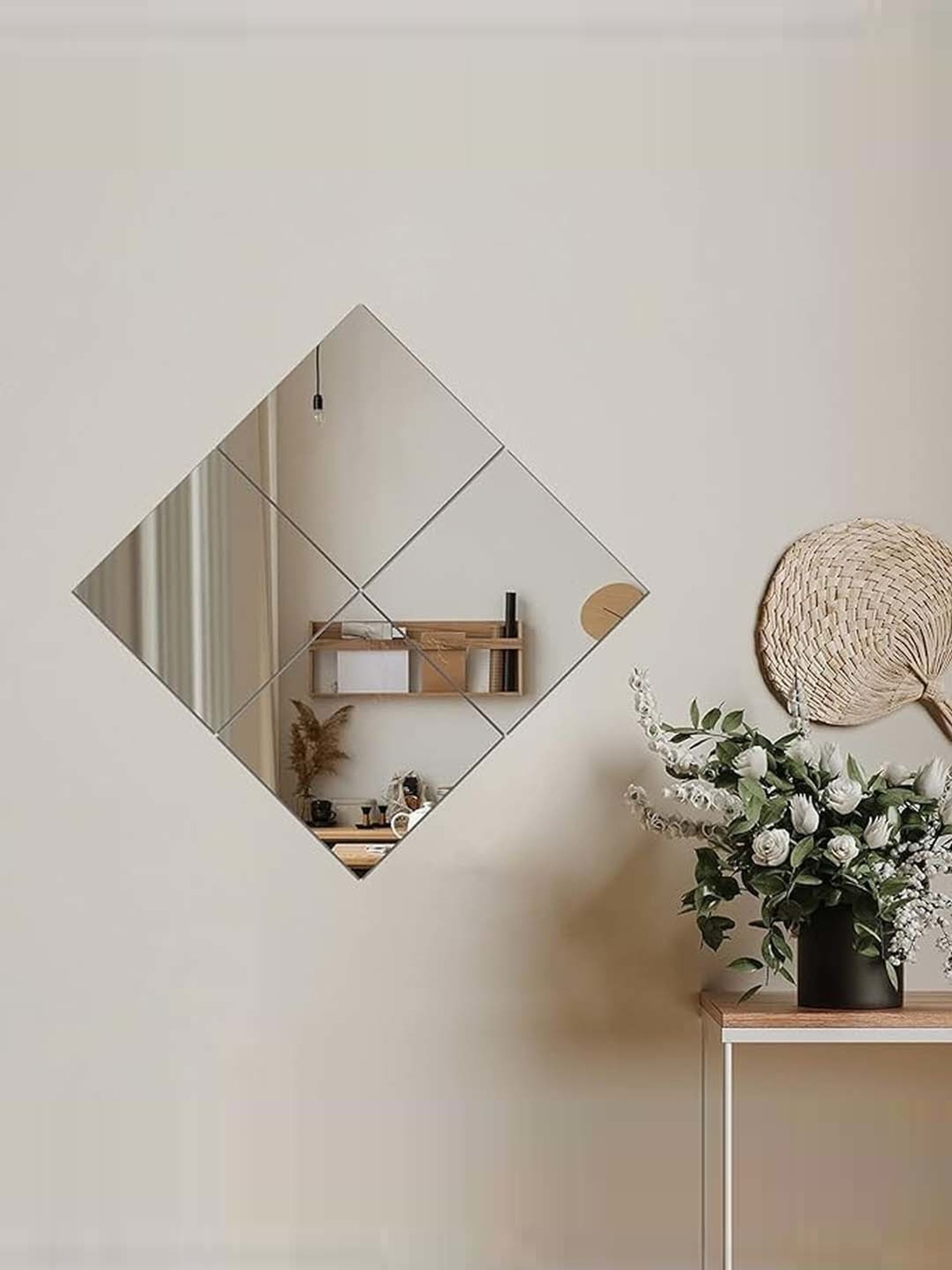 Art Street Silver Glass Bevelled In Rectangle Frameless Wall Mirror