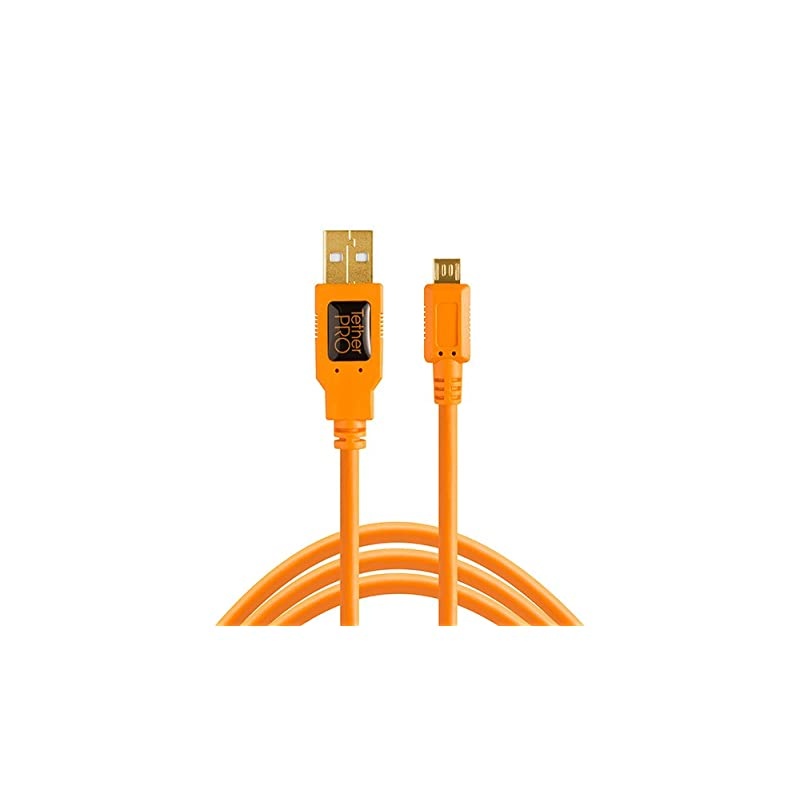 TetherPro USB 2.0 to Micro-B 5-Pin Cable, 15' (4.6m), High-Visibility Orange